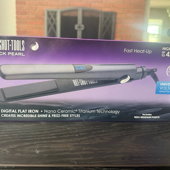 BRAND NEW Hot Shot Tools Black Pearl Flat Iron, unopened. - Picture 2 of 4